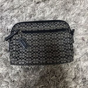 Coach Black and Cream Patterned Wristlet
